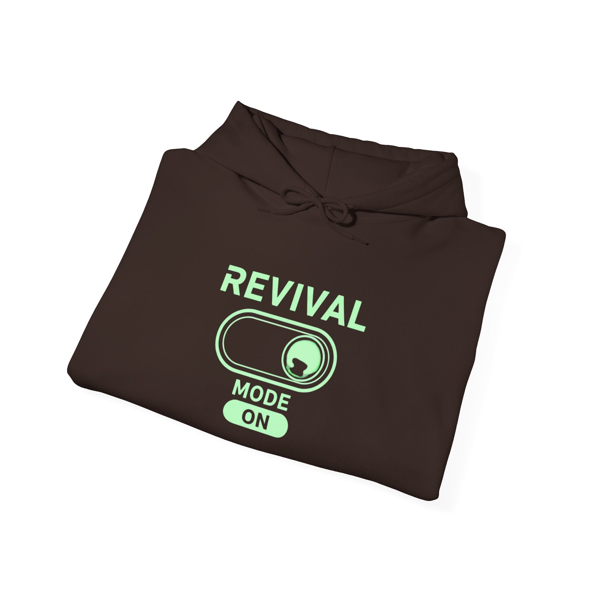 🔥 Revival Mode: ON – Christian Techwear Hoodie | Glowing Green Faith Switch | Futuristic Jesus Shirt | Activate Your Spiritual Awakening | Uplifted Gear Printify