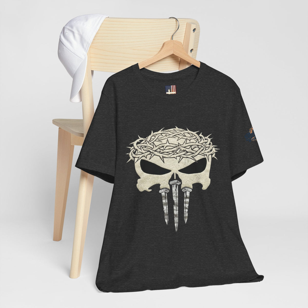 Christian Skull T-shirt - Crown of Thorns & Nails - Warrior Faith T-shirt Printify