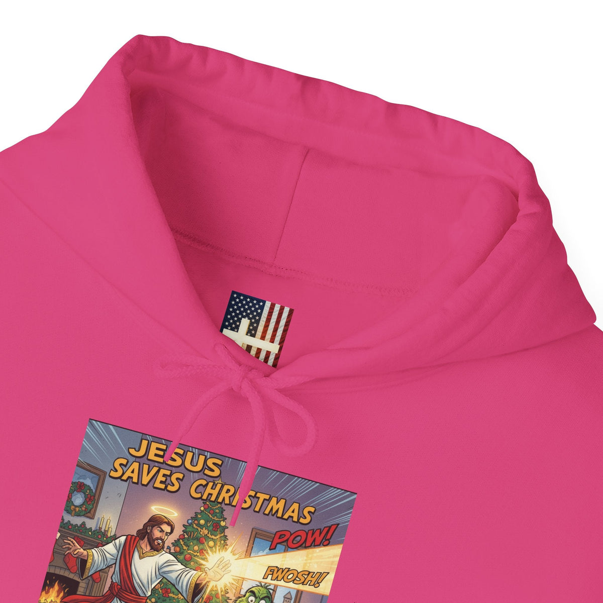 Jesus Saves Christmas Hoodie – Grinch vs Savior Light Battle Christian Sweatshirt for Hilarious Holiday Faith & True Joy Printify