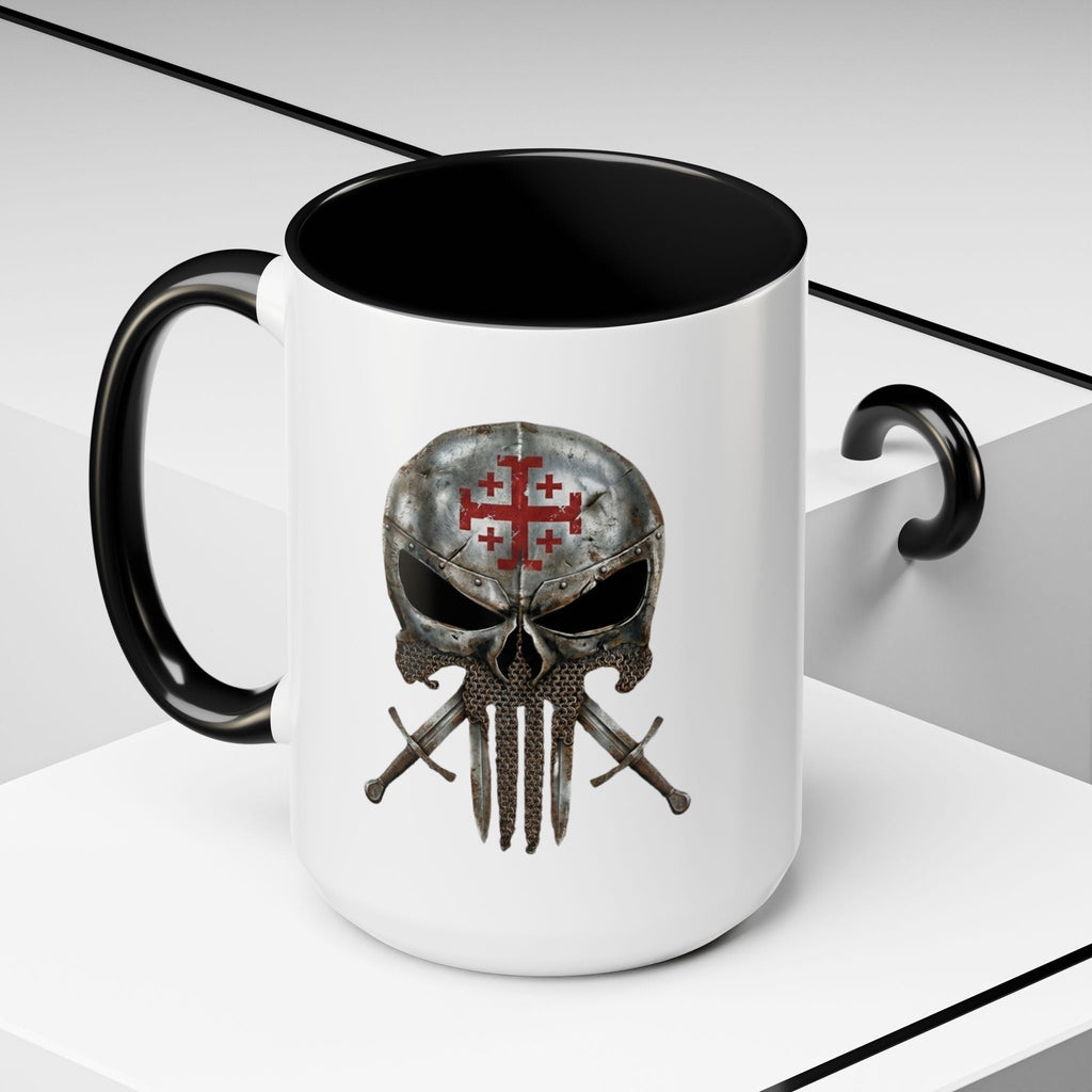 Crusader Knight Coffee Mug — 'Armor of God' Christian Skull 11/15oz Accent Mug Printify