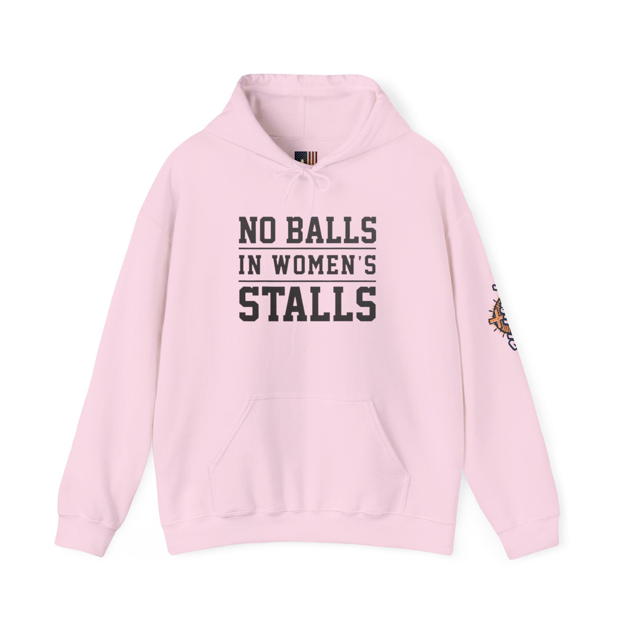 "No Balls in Women's Stalls" Statement Hoodie — Protest Sweatshirt Printify