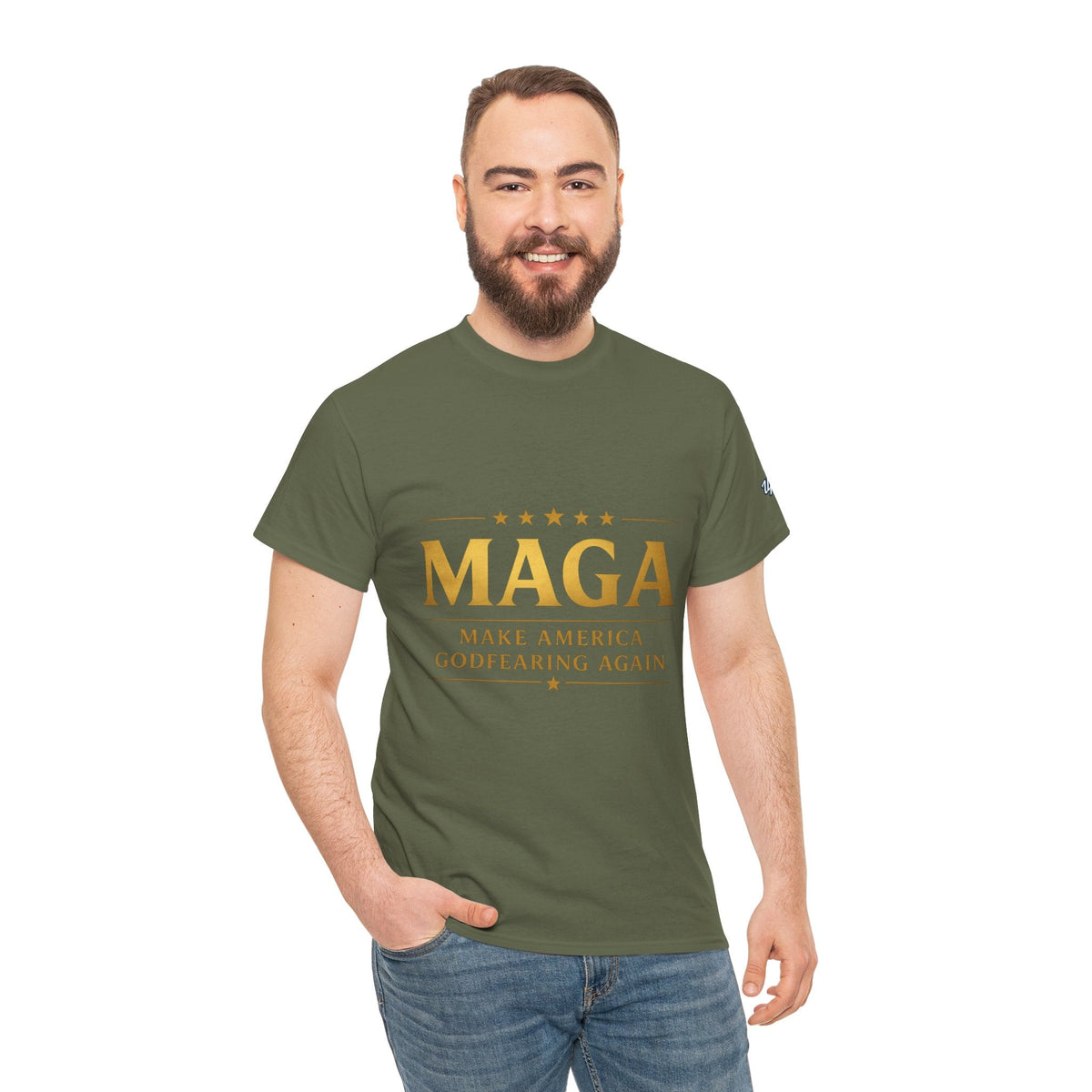 MAGA Gold Letter T-Shirt — "Make America Great Again" Printify
