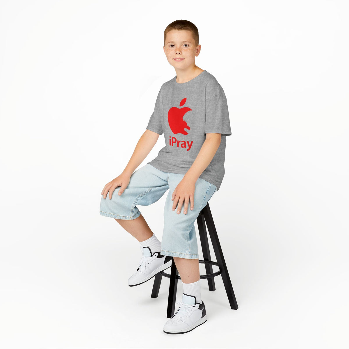 Kids Graphic Tee — Red iPray Logo Prayer Shirt for Children Printify
