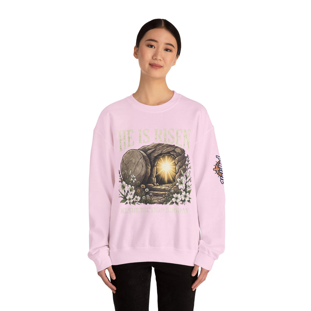 He Is Risen Sweatshirt — Jesus Christ Resurrection Easter Sweatshirt Printify