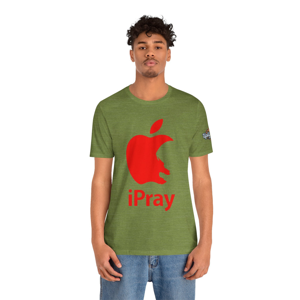 iPray Red Apple Christian T-Shirt — Faith Graphic Tee Printify