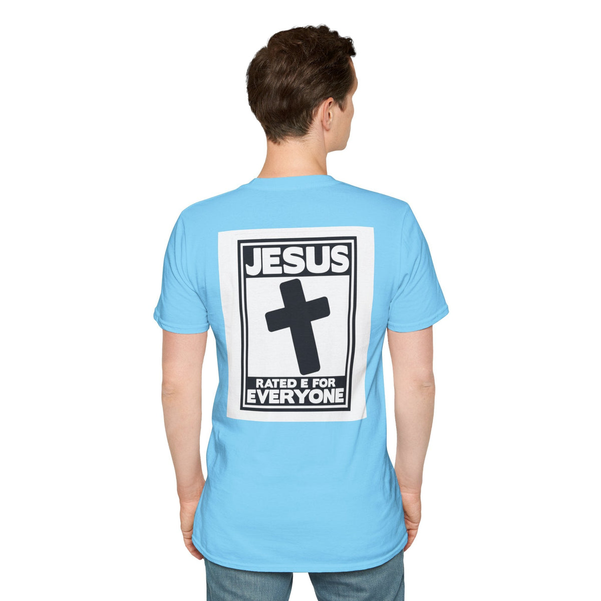 Jesus, Rated E for Everyone T-shirt - Gamer Faith T-shirt - Christian Video Game Parody Printify