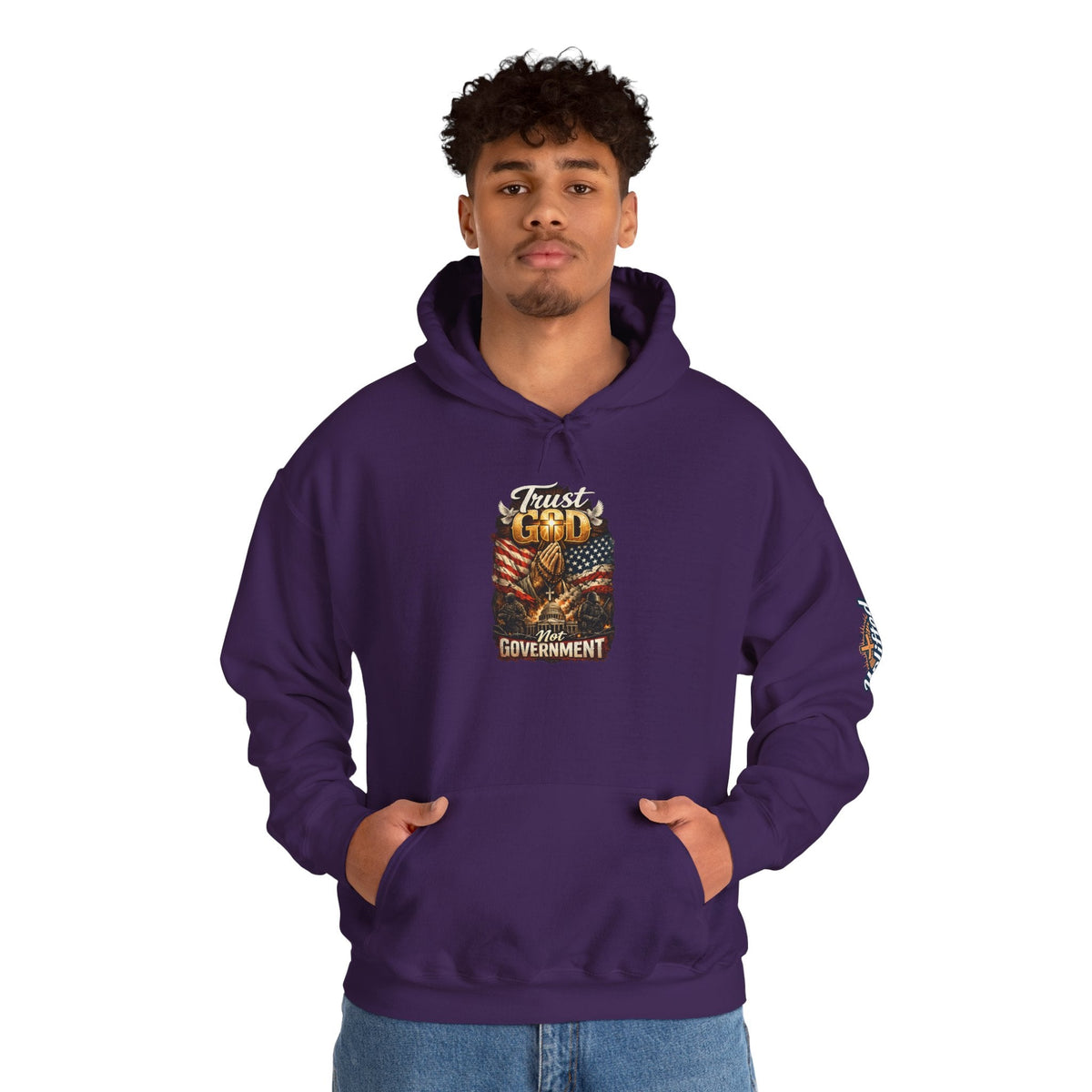 Trust God Not Government Hoodie — Vintage Patriotic Christian Hoodie Printify