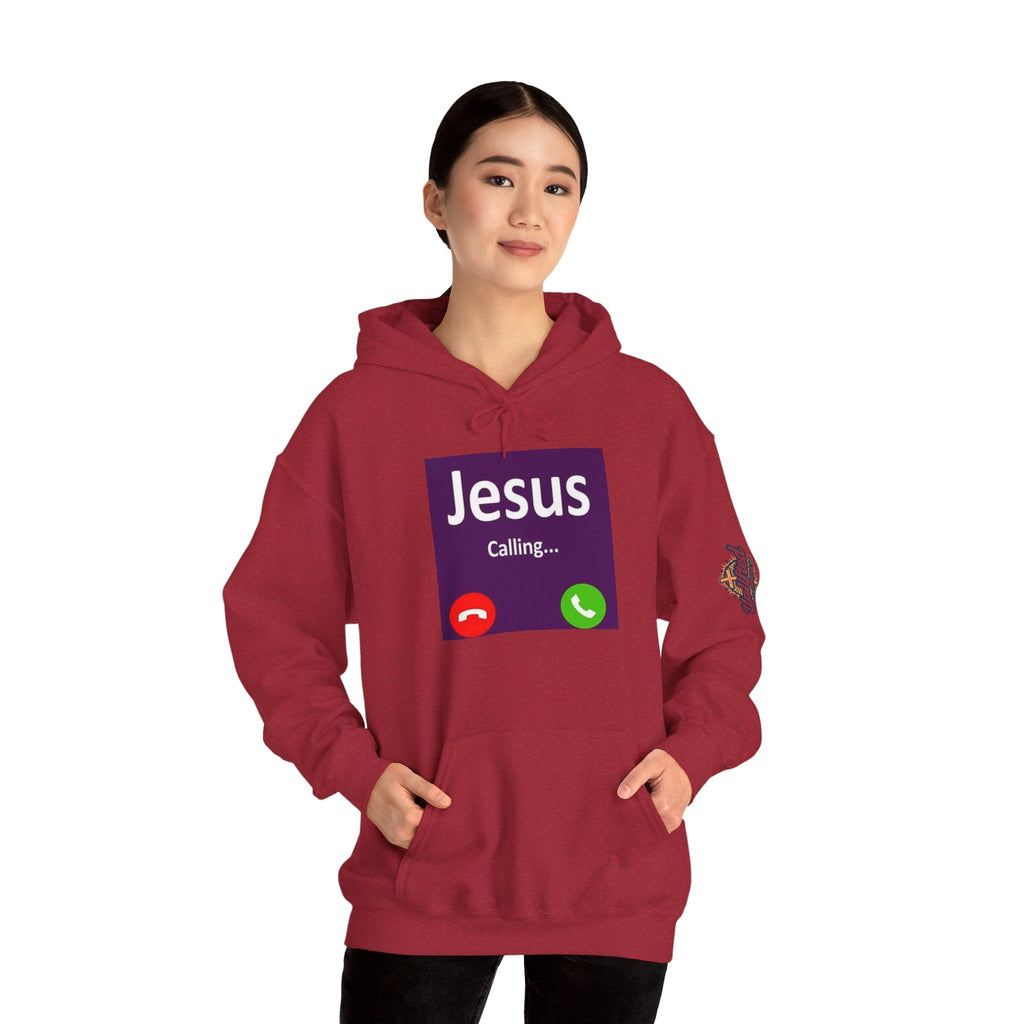 Jesus Calling Hoodie – Funny Cell Phone Screen Christian Sweatshirt for Divine Connection & Faith Humor Printify