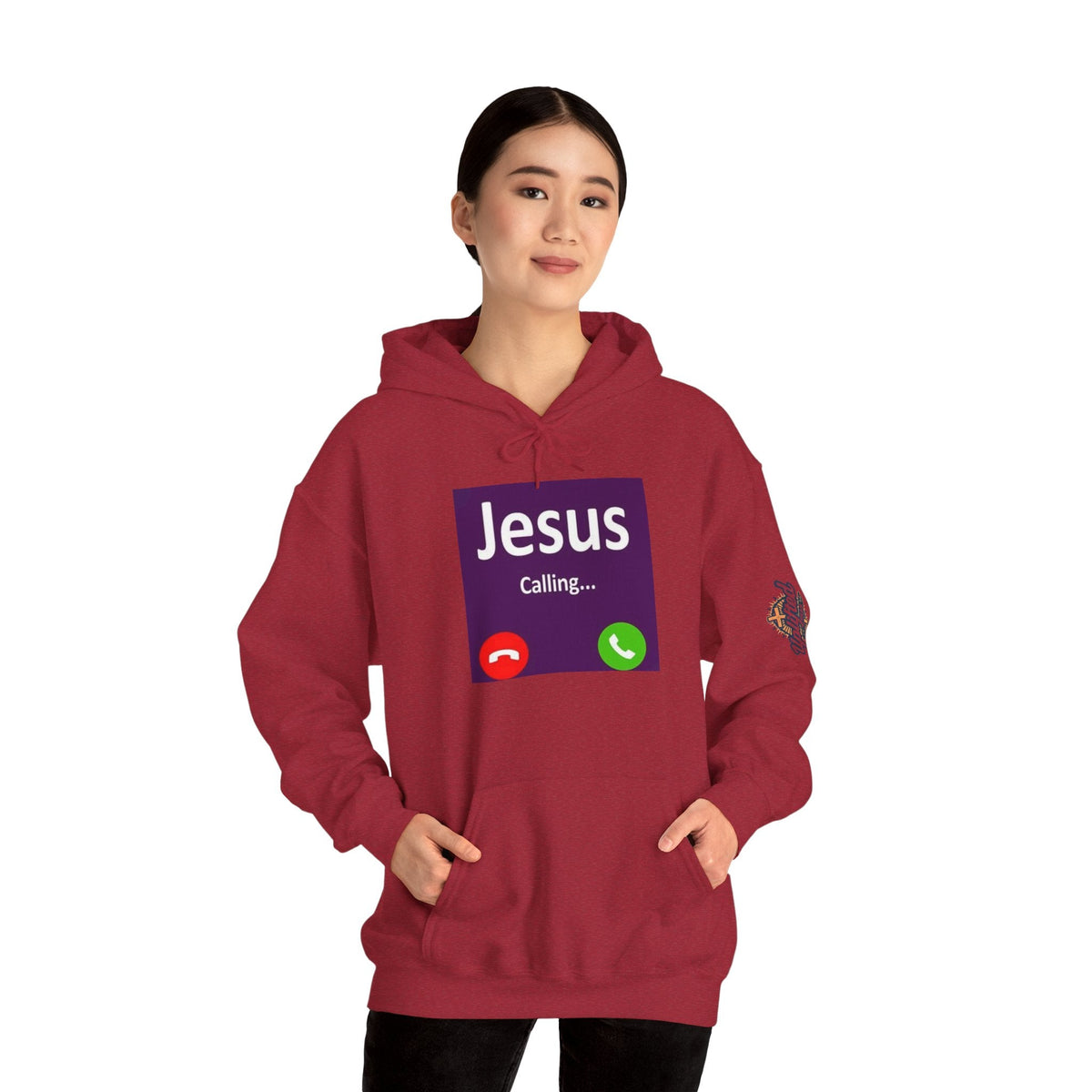 Jesus Calling Hoodie – Funny Cell Phone Screen Christian Sweatshirt for Divine Connection & Faith Humor Printify