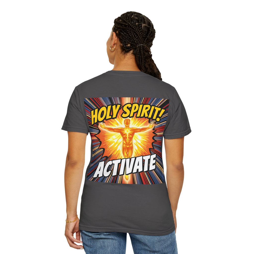 Holy Spirit Activate T-shirt – Superhero Christian T-shirt with Vibrant Power-Up Design for Faith-Fueled Boldness Printify