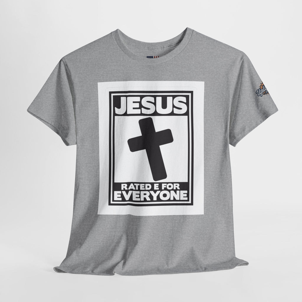 Jesus, Rated E for Everyone T-shirt - Gamer Faith T-shirt - Christian Video Game Parody Printify