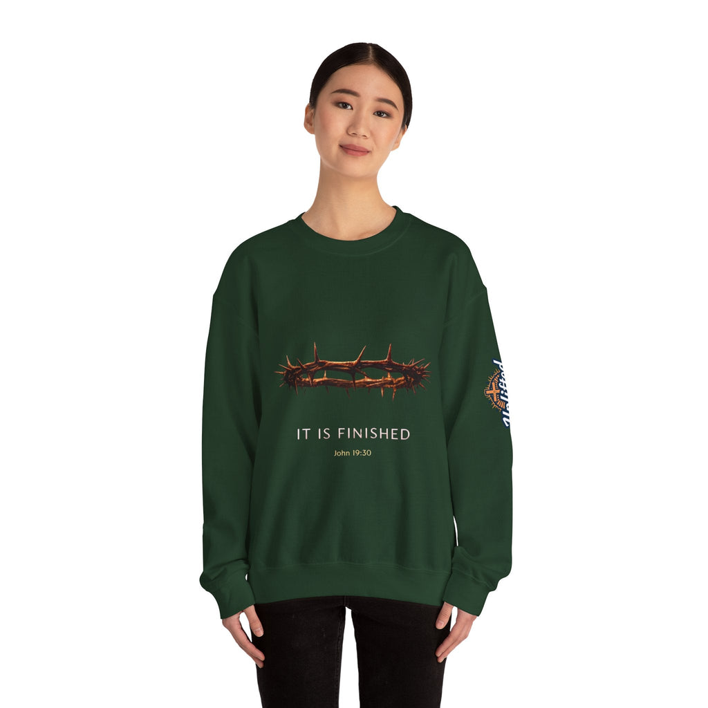 It Is Finished Crown of Thorns Sweatshirt — Christian John 19:30 Faith Sweatshirt Printify