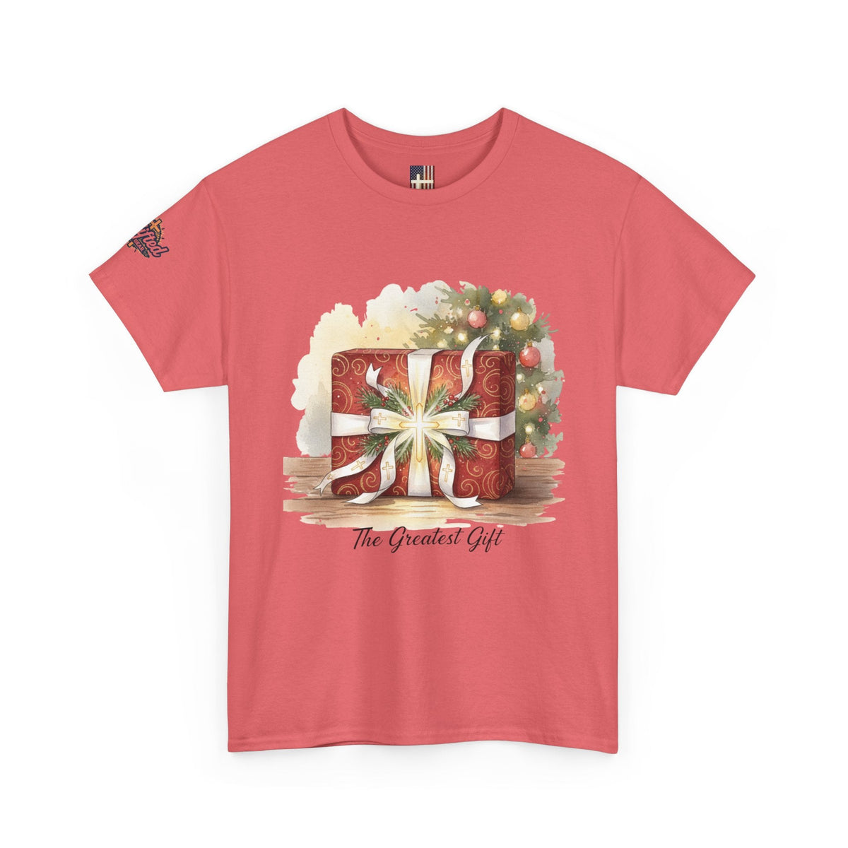The Greatest Gift T-shirt – Cross Bow Present Christian T-shirt for Christmas Salvation & Eternal Faith Printify