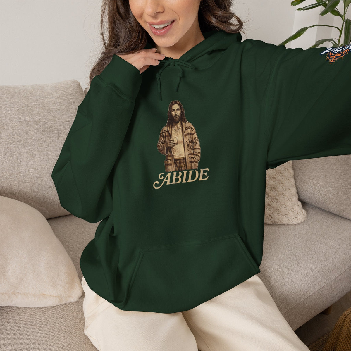 Abide Jesus Hoodie — Vintage 'The Dude' Religious Graphic Hoodie Printify