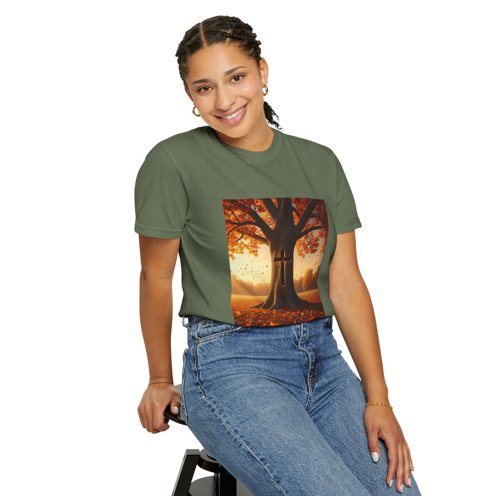 Trust in the Lord T-Shirt – Autumn Tree Christian Tee with Proverbs 3:5 Printify