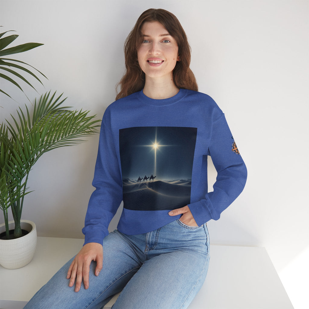 3 Wise Men Sweatshirt – Magi Camels Nativity Journey Christian Christmas Sweatshirt for Epiphany Faith & Holy Night Printify