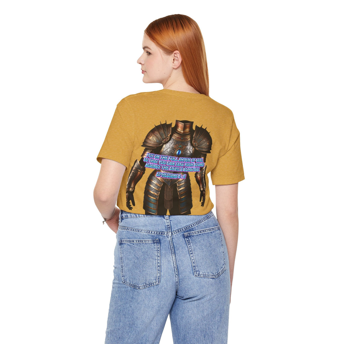 Religious Graphic Tee with Armor Of God Design Unisex Jersey Short Sleeve Tee Printify