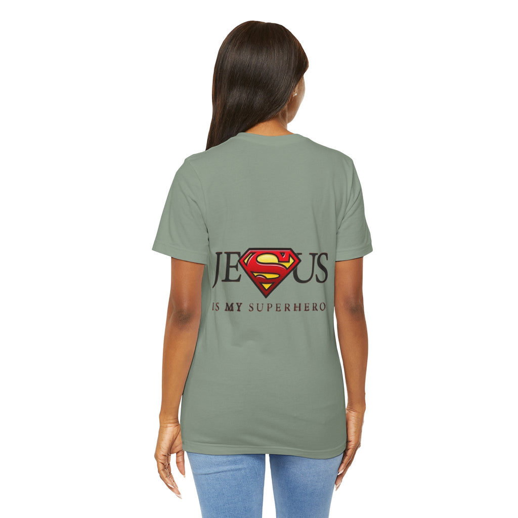 Jesus Is My Superhero T-Shirt — Faith-Based Superman-Inspired Tee Printify