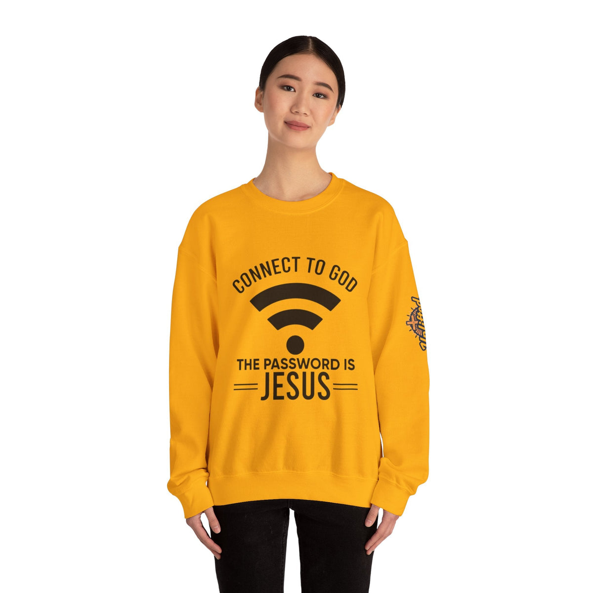 Connect to God Sweatshirt - WIFI Password is Jesus - Funny Christian Faith Sweatshirt Printify