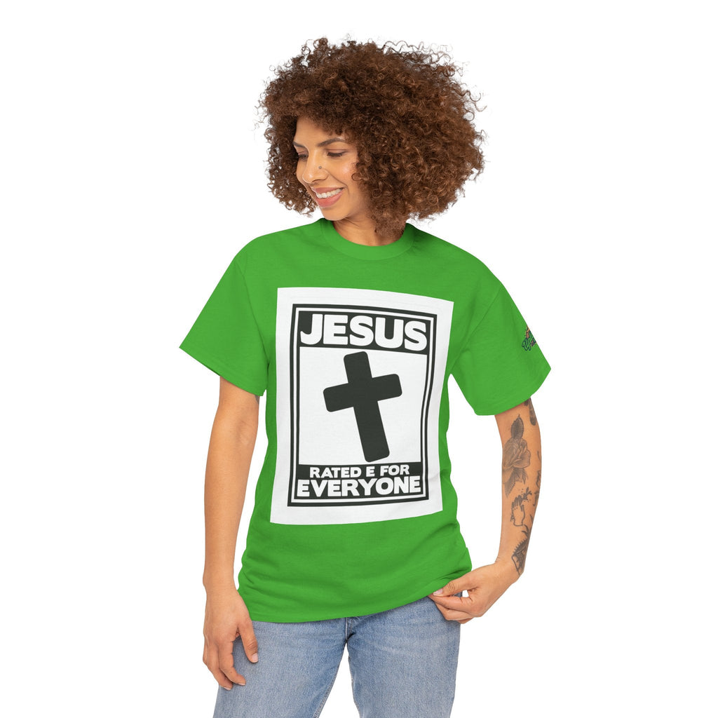 Jesus, Rated E for Everyone T-shirt - Gamer Faith T-shirt - Christian Video Game Parody Printify
