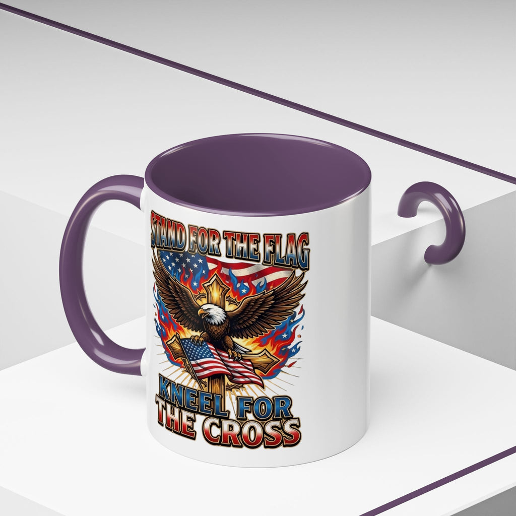 Patriotic Eagle Coffee Mug — "Stand for the Flag, Kneel for the Cross" (11/15oz) Printify