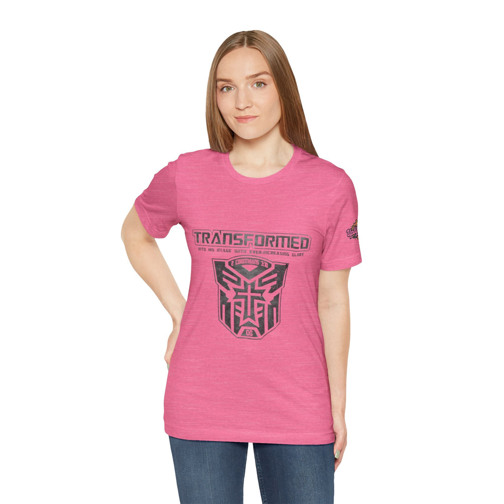 Transformer Logo Christian T-shirt | 2 Corinthians 3:18 Bible Verse T-shirt Printify