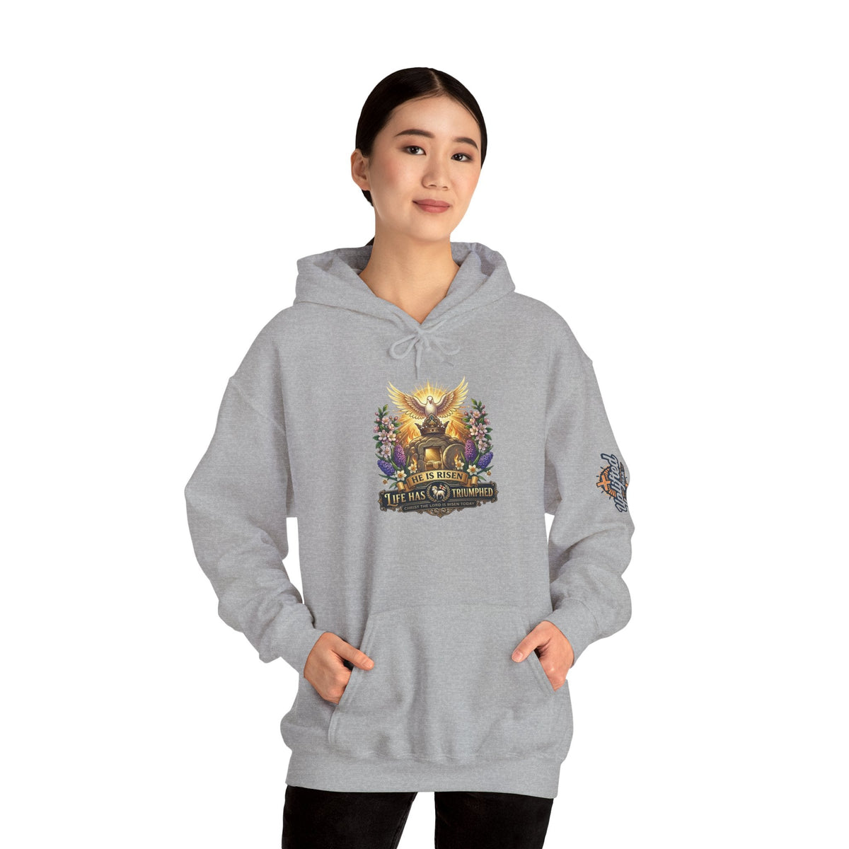 He Is Risen "Life Has Triumphed" Hoodie — Easter Resurrection Christian Hoodie Printify