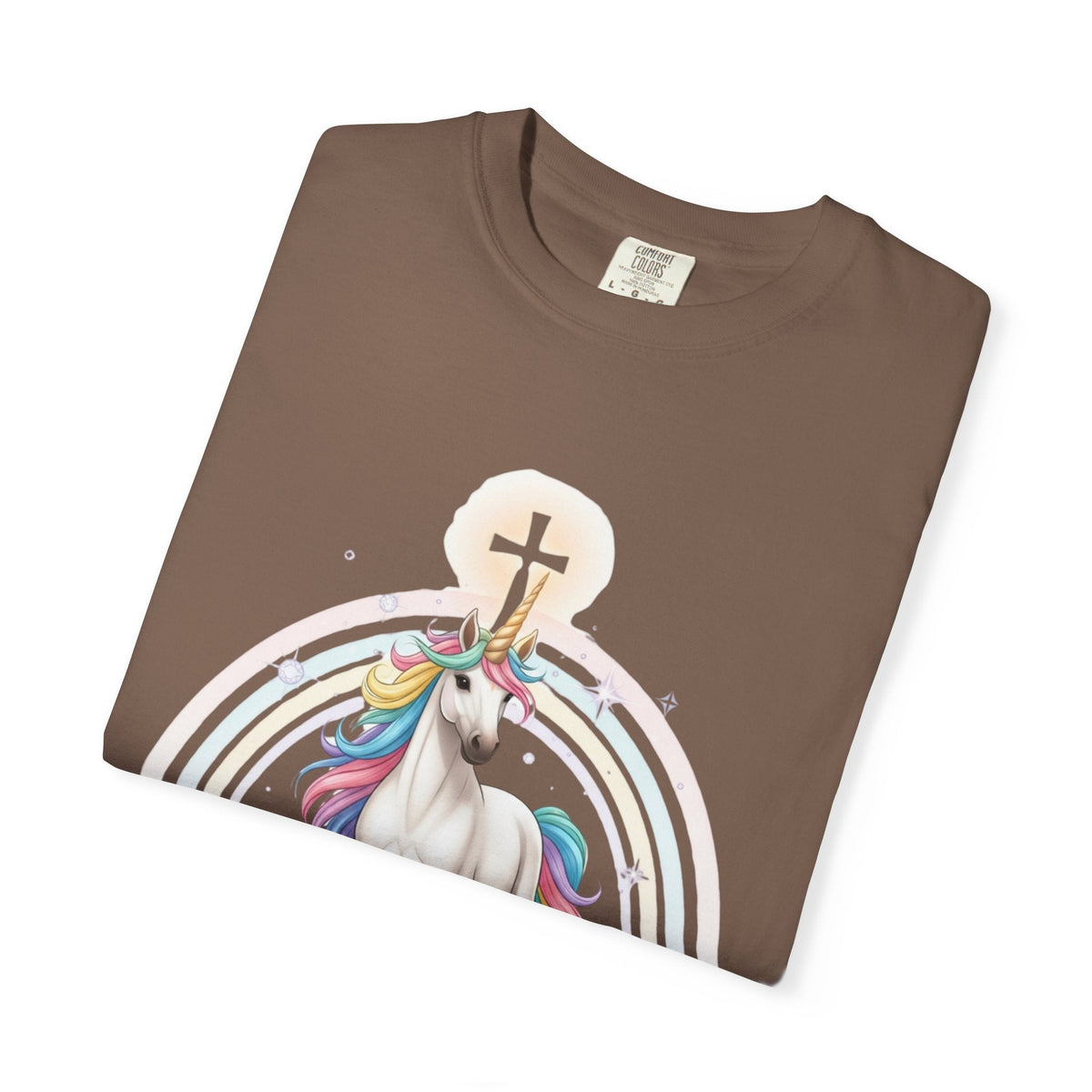 Unique Unicorn Christian T-Shirt – Wonderfully Made with Rainbow Cross & Psalm 139:14 Printify