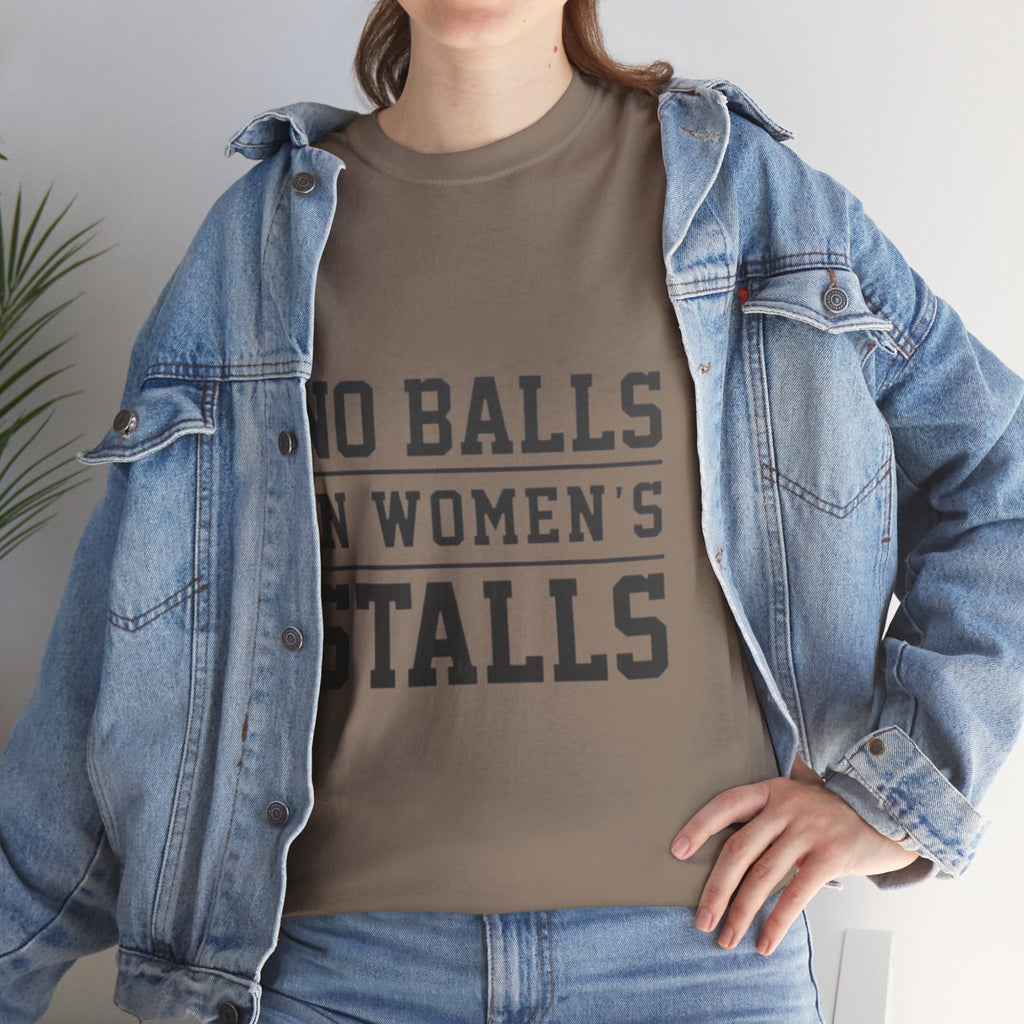 No Balls in Women's Stalls Retro Protest T-Shirt Printify