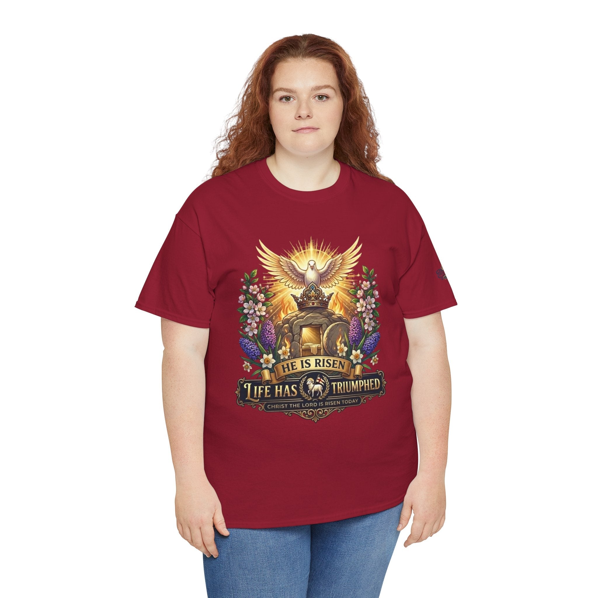He Is Risen "Life Has Triumphed" T-Shirt — Easter Resurrection Christian Tee Printify