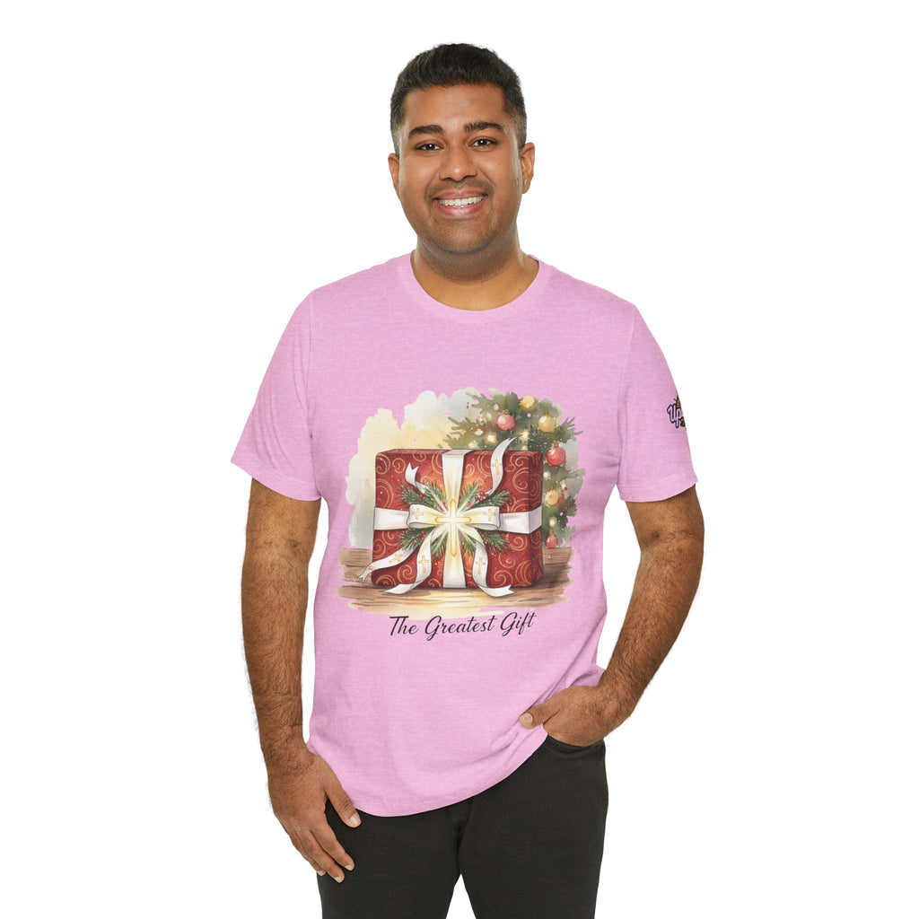 The Greatest Gift T-shirt – Cross Bow Present Christian T-shirt for Christmas Salvation & Eternal Faith Printify