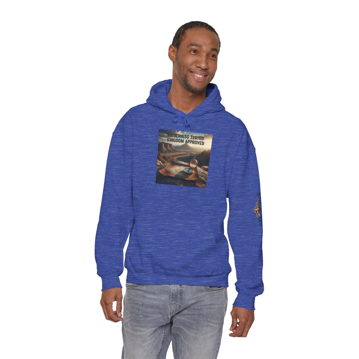 Wilderness Tested Kingdom Approved Hoodie – Mountain Desert Compass Crown Christian Sweatshirt for Biblical Adventure Faith Printify
