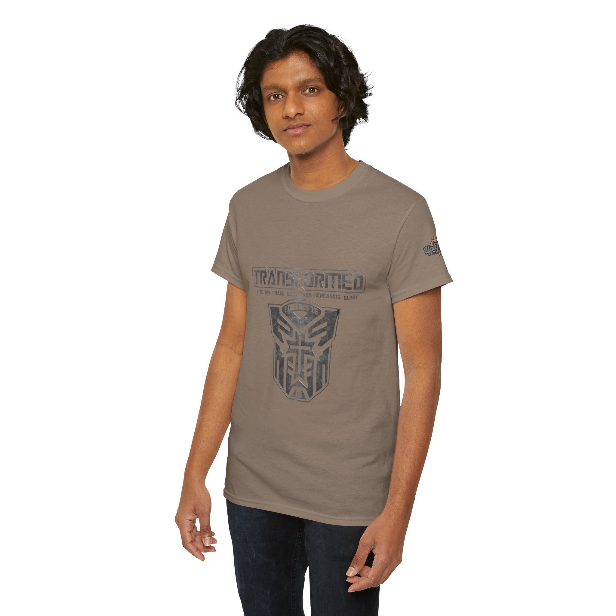 Transformer Logo Christian T-shirt | 2 Corinthians 3:18 Bible Verse T-shirt Printify