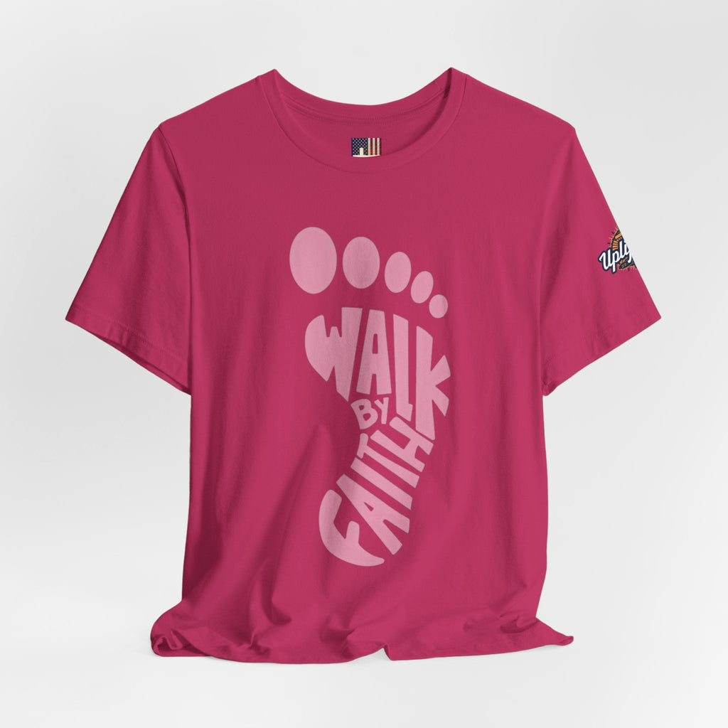 Walk By Faith Footprint T-Shirt Printify