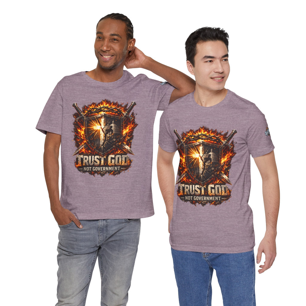 Trust God Not Government Shield Tee — Patriotic Christian Faith T-Shirt Printify