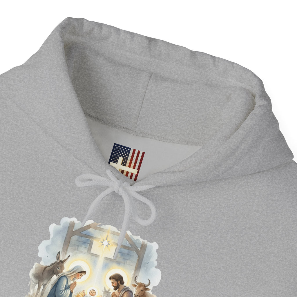 Unto Us a Child is Born Hoodie – Isaiah 9:6 Nativity Manger Scene Christian Christmas Sweatshirt for Holy Night Faith Printify