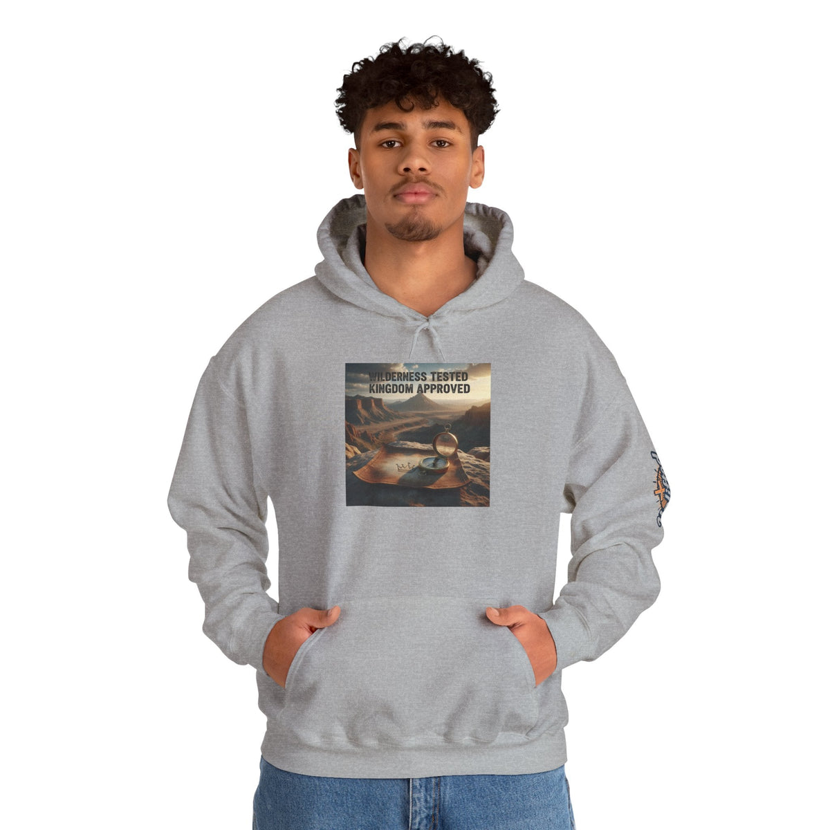 Wilderness Tested Kingdom Approved Hoodie – Mountain Desert Compass Crown Christian Sweatshirt for Biblical Adventure Faith Printify