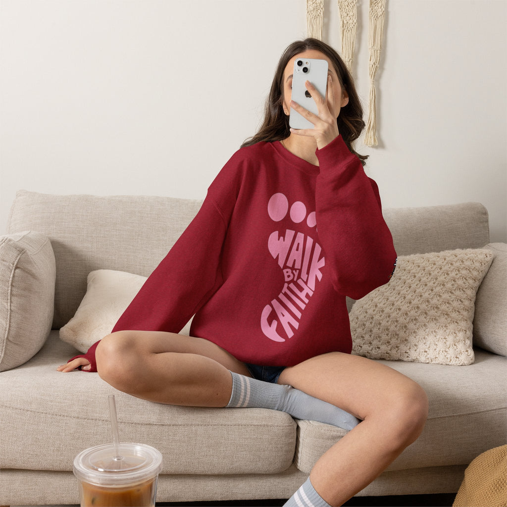 Walk By Faith Footprint Sweatshirt Printify