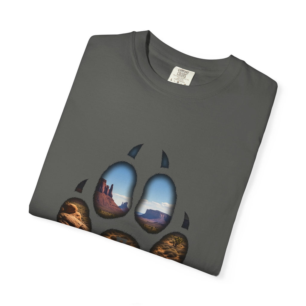 Strong and Courageous T-Shirt – Canine Pawprint Desert Joshua 1:9 Christian Tee Printify