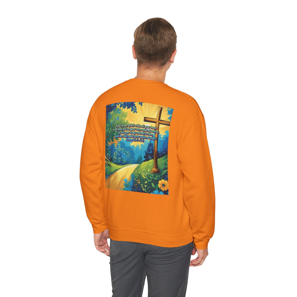 Trust in The Lord Proverbs 3:5-6 Biblical Design Crewneck Sweatshirt Printify