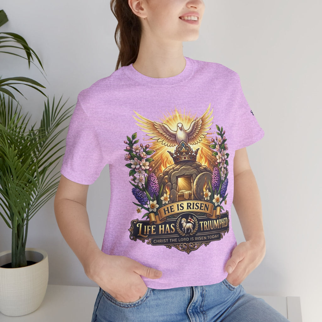 He Is Risen "Life Has Triumphed" T-Shirt — Easter Resurrection Christian Tee Printify