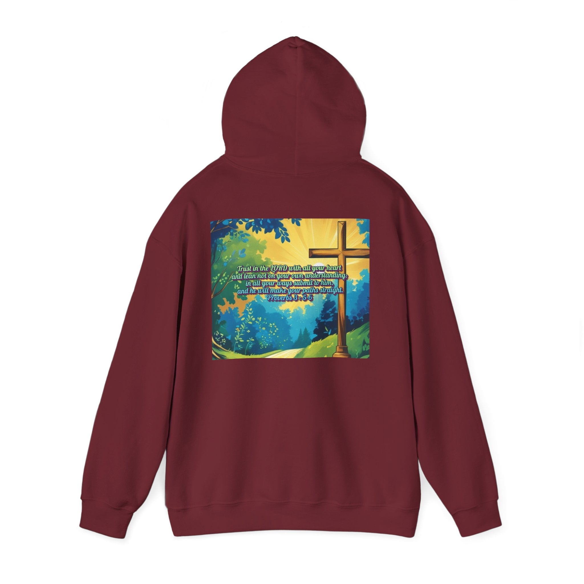 Trust in The Lord Proverbs 3:5-6 Biblical Design Unisex Heavy Blend™ Hooded Sweatshirt Printify