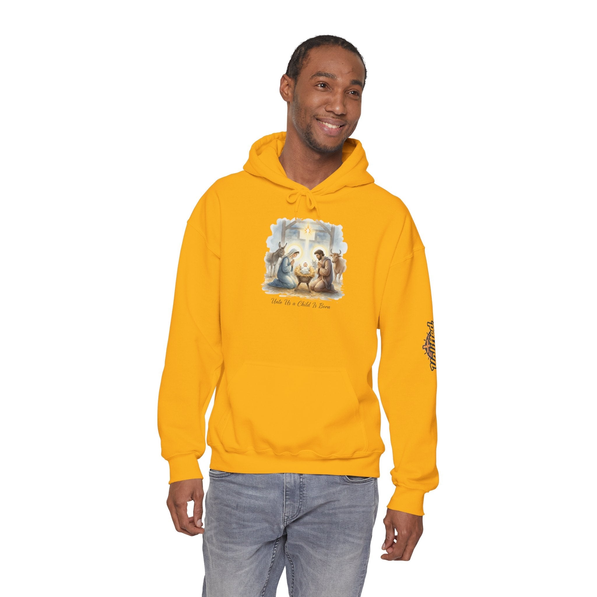 Unto Us a Child is Born Hoodie – Isaiah 9:6 Nativity Manger Scene Christian Christmas Sweatshirt for Holy Night Faith Printify