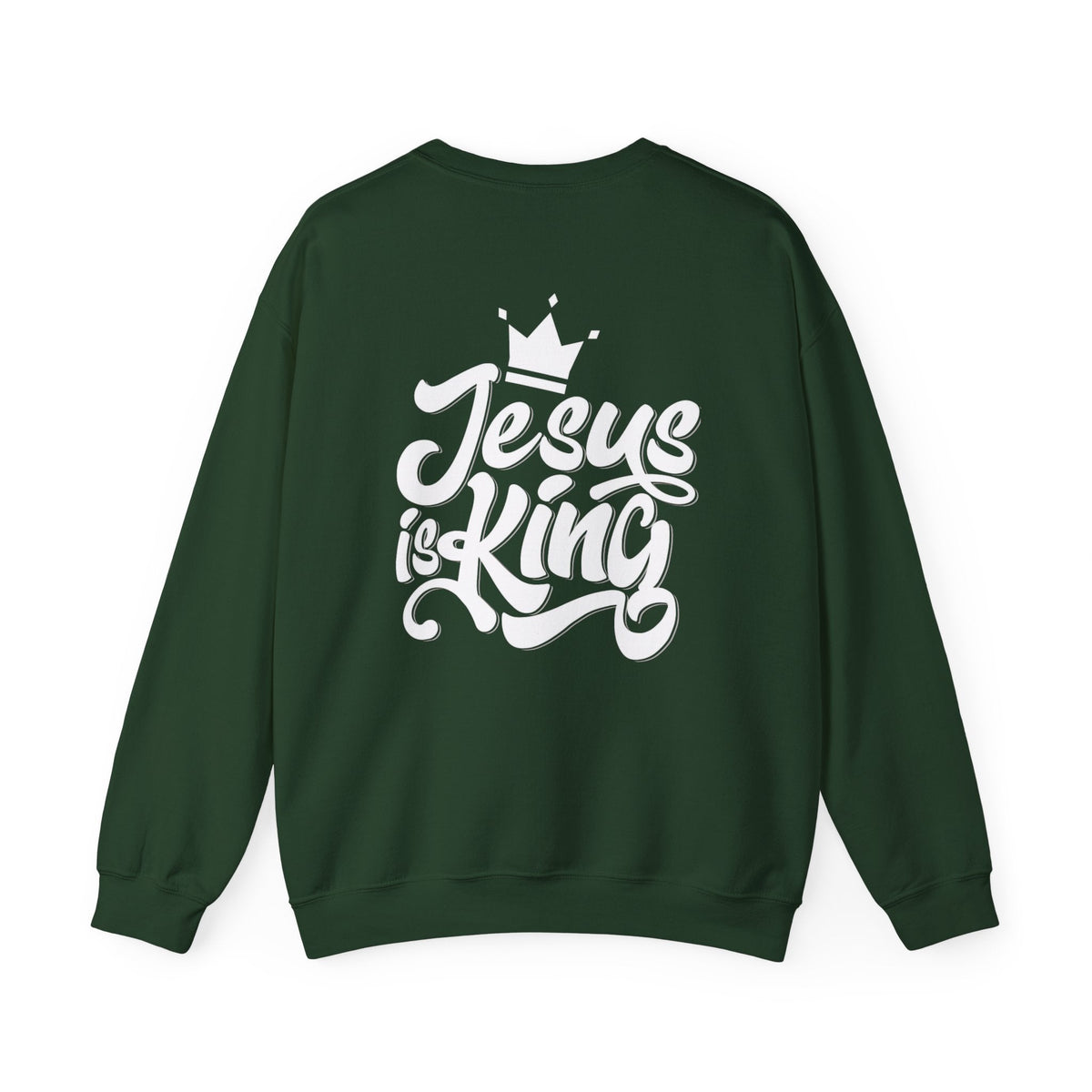 Jesus is King Sweatshirt – Bold Crown & Cross Christian Hoodie for Eternal Faith & Comfort Printify