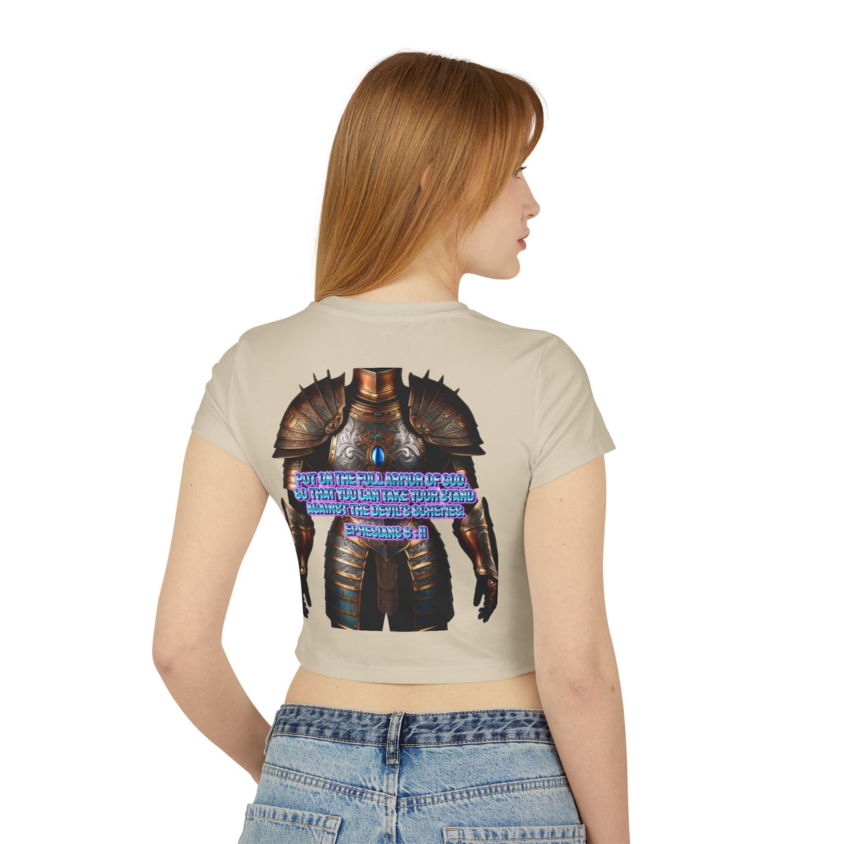 Women's Baby Tee - Ephesians 6:11 Bible Verse Religious Design Printify