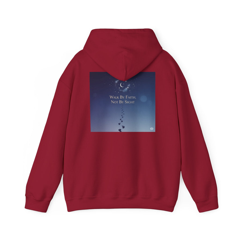 Walk by Faith, Not by Sight Hoodie – Moonlit Footprints Christian Hoodie for Cozy Nights Printify