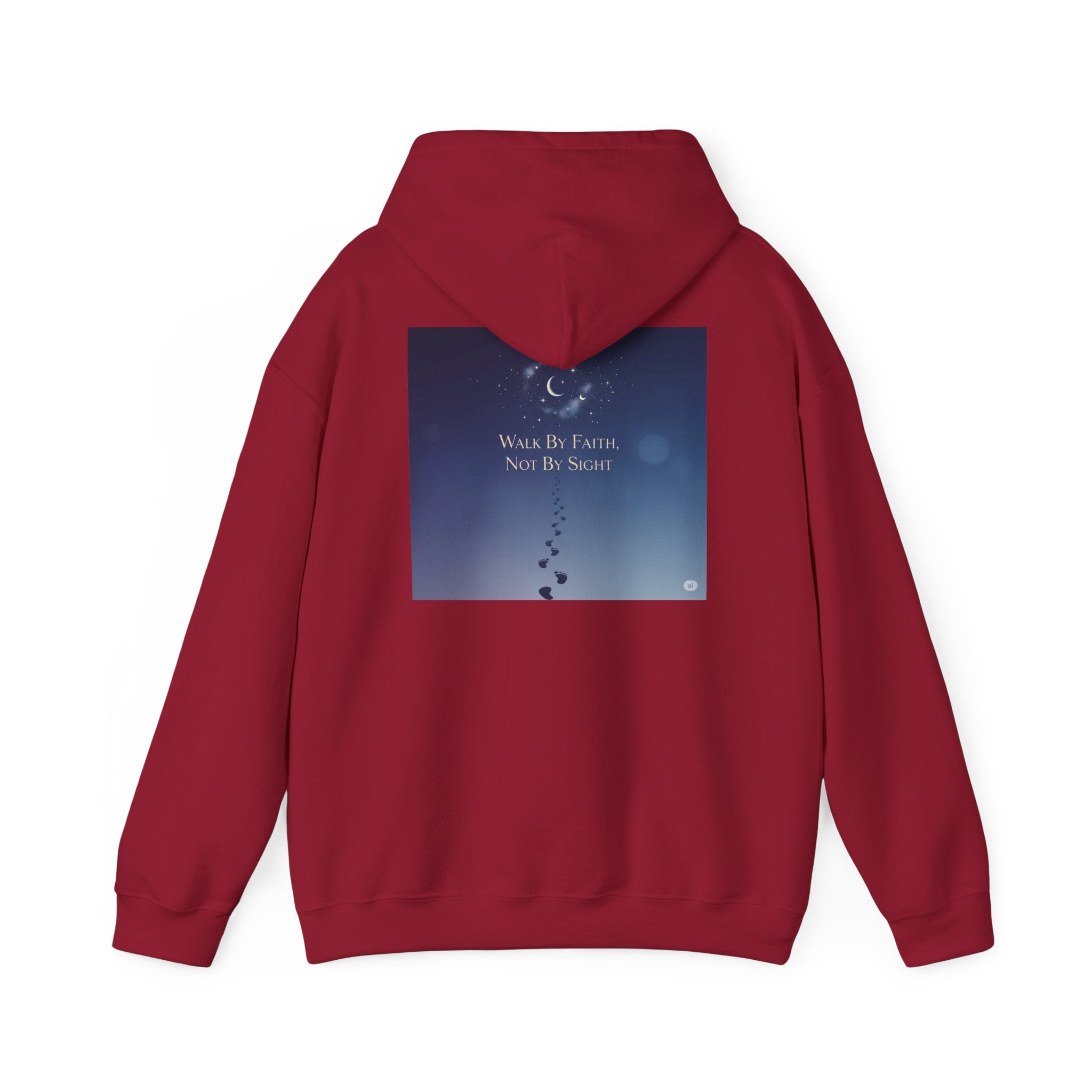 Walk by Faith, Not by Sight Hoodie – Moonlit Footprints Christian Hoodie for Cozy Nights Printify
