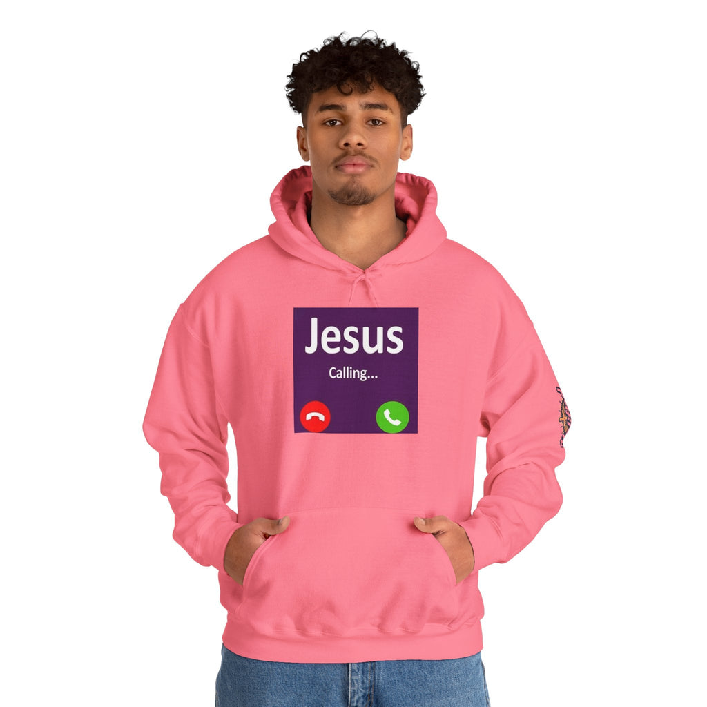 Jesus Calling Hoodie – Funny Cell Phone Screen Christian Sweatshirt for Divine Connection & Faith Humor Printify