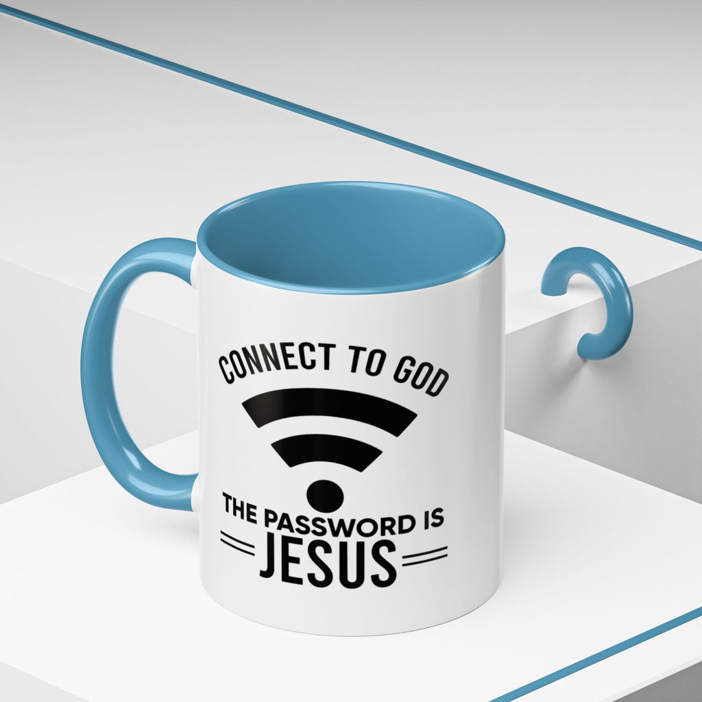 Connect to God Coffee Mug — "WIFI Password is Jesus" Funny Christian Faith Mug Printify