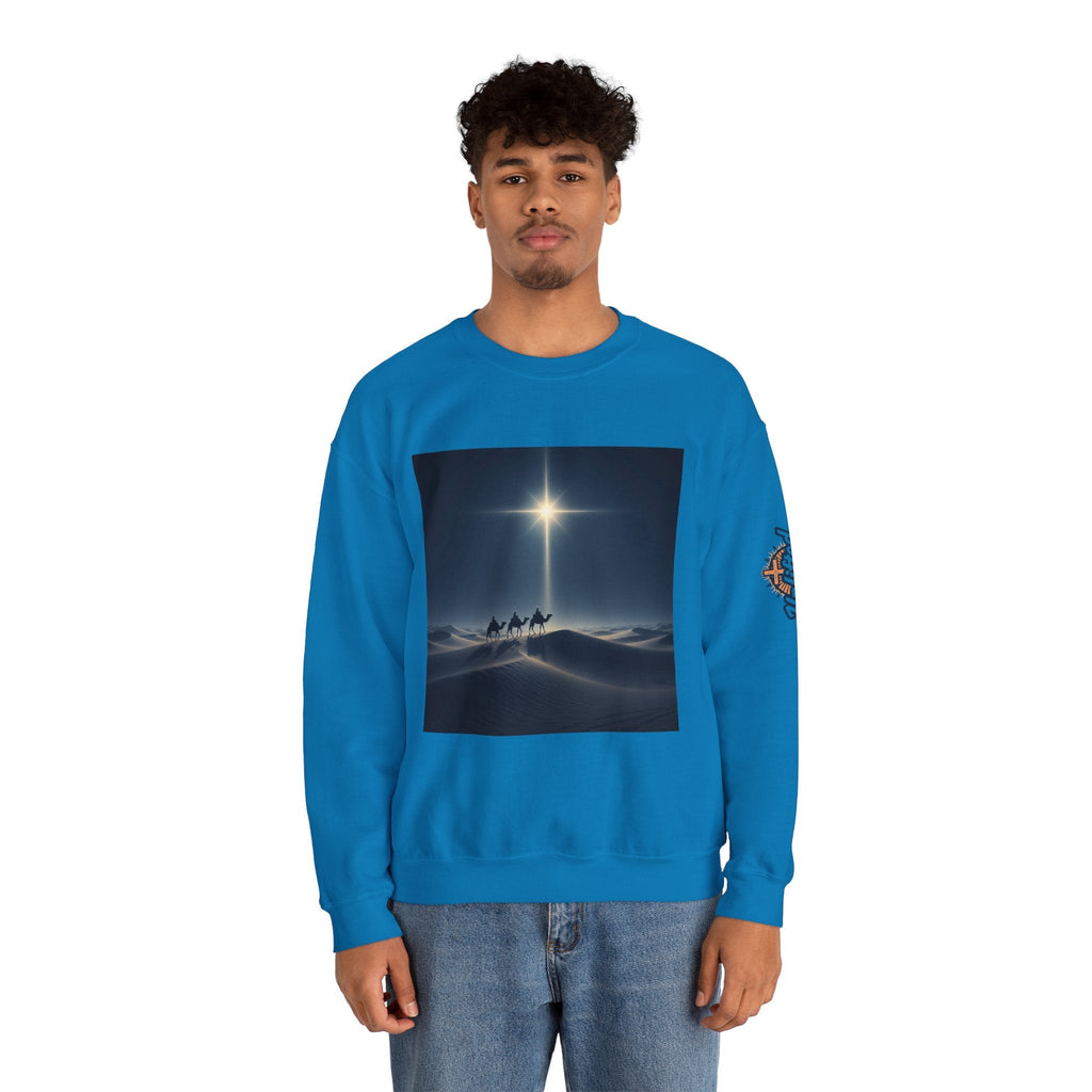 3 Wise Men Sweatshirt – Magi Camels Nativity Journey Christian Christmas Sweatshirt for Epiphany Faith & Holy Night Printify